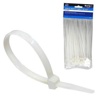 Blue Spot Cable Ties 3.6 150mm White 100 Pack 40050