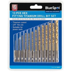 Blue Spot Tools HSS Drill Bit Titanium Hex 13pc Set 20339