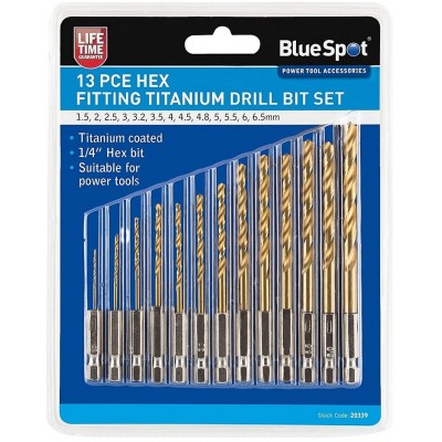 Blue Spot Tools HSS Drill Bit Titanium Hex 13pc Set 20339
