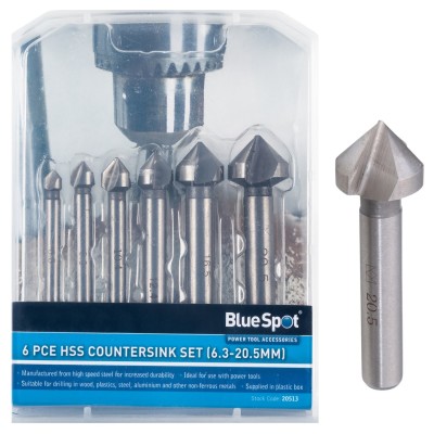 Blue Spot Tools HSS Countersink 6 Piece Set 20513 Bluespot