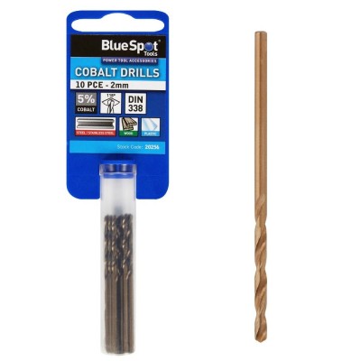 Blue Spot Tools HSS Cobalt Metal Drill Bit 2mm x 10 20256 Bluespot