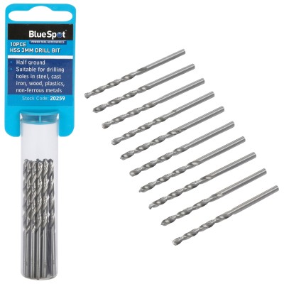 Blue Spot Tools HSS Drill Bit 3mm 10pc Set 20259 Bluespot 