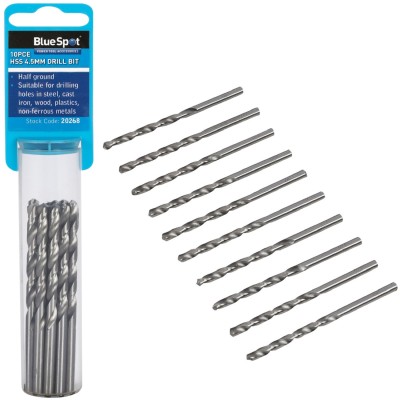 Blue Spot Tools HSS Drill Bit 4.5mm 10pc Set 20268 Bluespot