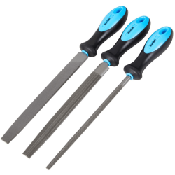 Blue Spot Tools 3 Piece 200mm (8") Soft Grip Carbon Steel File Set 22658