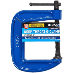 Blue Spot Tools 63mm (2.5") Malleable Cast Iron Deep Throat G-Clamp with Tommy Bar Handle 10050