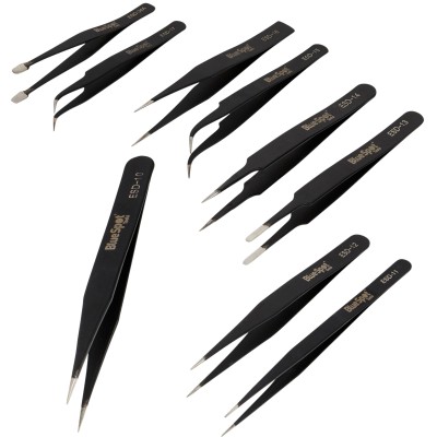 Blue Spot Tools ESD Precision Tweezer 9pc Set In Wallet 07956 Bluespot