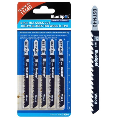 Blue Spot Tools Jigsaw Blades Quick Cut For Wood 6 TPI 19004 Bluespot