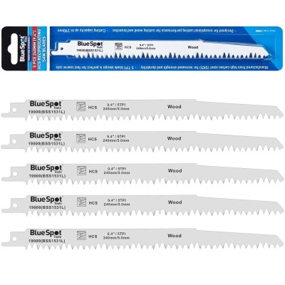 Blue Spot Tools Reciprocating Saw HCS 240mm Blades 5pk 19000 Bluespot