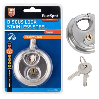 Blue Spot Stainless Steel Round Disc Padlock 70mm 77026