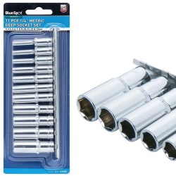Blue Spot Tools 1/4 inch Deep Metric Socket 11pc Set on Rail 01540 1/4"