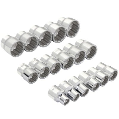 Blue Spot Tools 17pc 3/8 Inch Metric 12pt Shallow Socket Set 01564 Bluespot