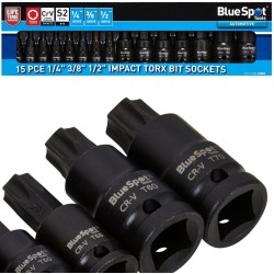 Blue Spot Tools 15 Piece Impact Torx Bit Socket Set 01565 Bluespot