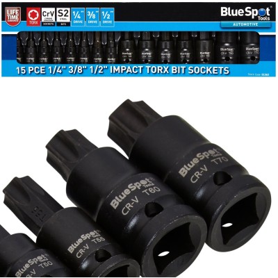 Blue Spot Tools 15 Piece Impact Torx Bit Socket Set 01565 Bluespot