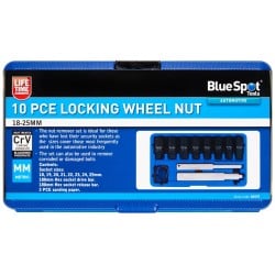 Blue Spot Locking Wheel Nut 18mm to 25mm Remover Socket 10pc Set 01575 Bluespot