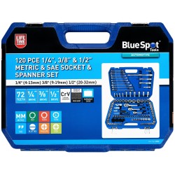 Blue Spot Tools 1/4 3/8 1/2 Inch Socket Spanner 120pc Large Set 01583 Bluespot