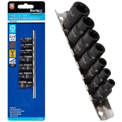 Blue Spot Tools 1/4 Inch 3/8 Inch Impact E Torx Socket 7pc Set 01592 Bluespot