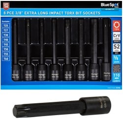 Blue Spot Extra Long Impact Torx Bit Socket 8pc 3/8 inch Set 01593 Bluespot