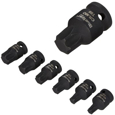Blue Spot Tools 1/2 Inch Impact Torx Bits T55 to T100 6pc Set 01598 Bluespot