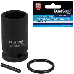 Blue Spot Tools 21mm 1/2 Inch Impact Scaffold Socket With Ring and Pin 01601 Bluespot