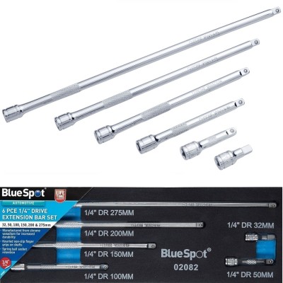 Blue Spot Tools 1/4 inch Socket Extension Bar Set EVA FOAM Toolbox Tray 02082