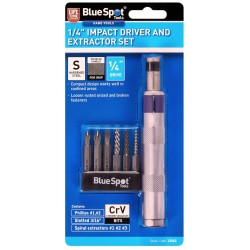 Blue Spot Tools 1/4 Inch Hand Impact Driver and Extractor Set 12063 Bluespot