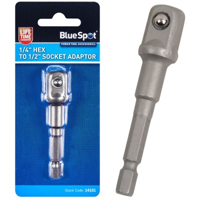 Blue Spot Tools Socket Adaptor 1/4 Inch Hex to 1/2 Inch 14101 Bluespot
