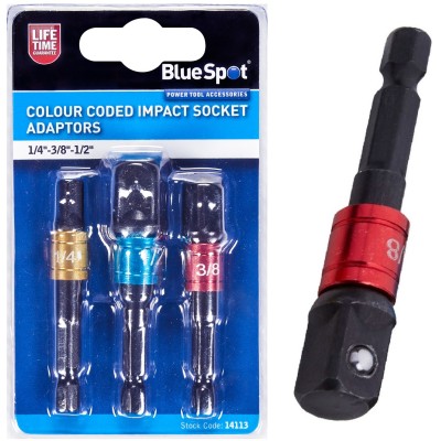 Blue Spot Tools Impact Hex to Socket Adaptor Set 14113 Bluespot