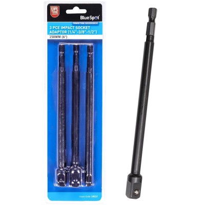 Blue Spot Tools 1/4" Hex Impact 150mm Long Socket Adaptor Extension 3pc Set 14117
