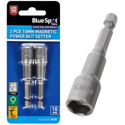 Blue Spot Tools 10mm Magnetic Power Nut Setter Driver 2pc Set 14128 Bluespot