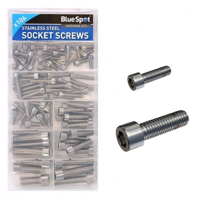 Blue Spot 106pc Assorted Stainless Steel Hex Socket Cap Screws 40552
