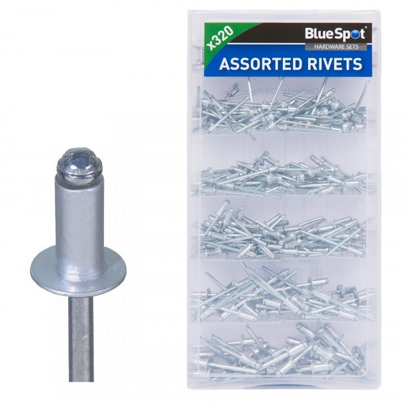 Blue Spot Tools Pop Riveter Rivets Mixed Set 40596