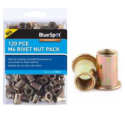 Blue Spot Threaded M6 Rivet Nut Rivnut Nutsert Rivetnut 40610