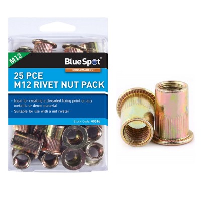 Blue Spot Threaded M12 Rivet Nut Rivnut Nutsert Rivetnut 40616