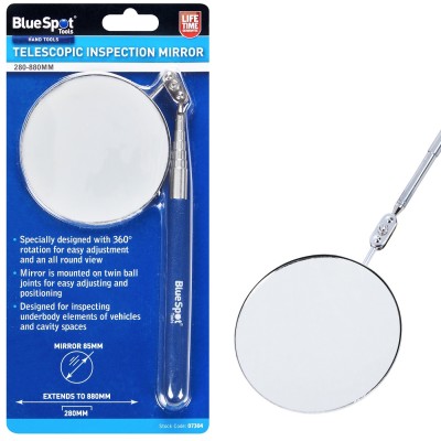 Blue Spot Tools Telescopic Extending Inspection 85mm Large Mirror 07304