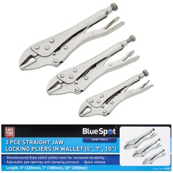 Blue Spot Tools Straight Jaw Locking Pliers 5 inch 7 inch 10 inch Set 06520