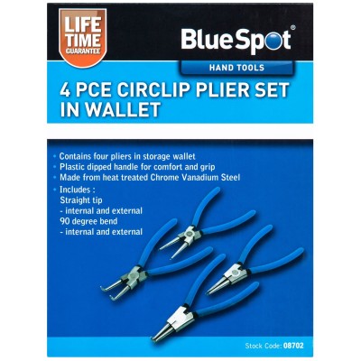 Blue Spot Tools Circlip Plier 4 Piece Set 150mm 6 Inch 08702 Bluespot