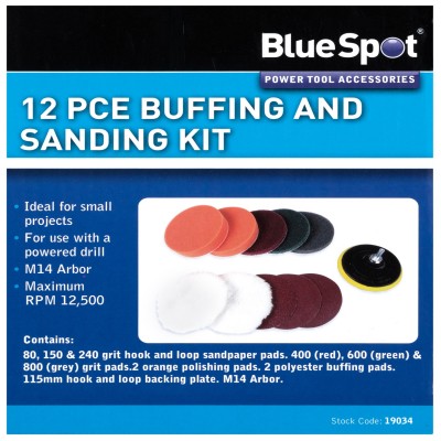 Blue Spot Tools Drill Type Buffing Sanding Kit 19034 Bluespot 