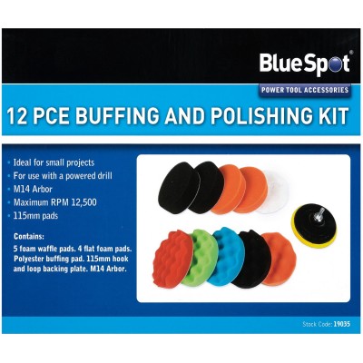 Blue Spot Tools M14 Arbor Buffing Polishing Drill Kit 19035 Bluespot