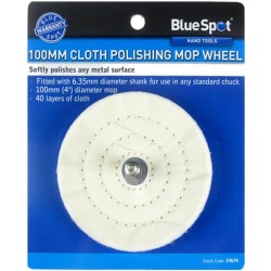 Blue Spot Tools 100mm Spindle Polishing Mop Wheel 19674 Bluespot