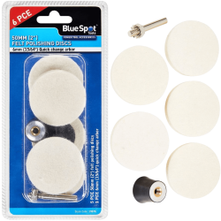Blue Spot Tools 6PC 50mm (2") Felt Polishing Discs Rotary Tool Accessories Set 19076