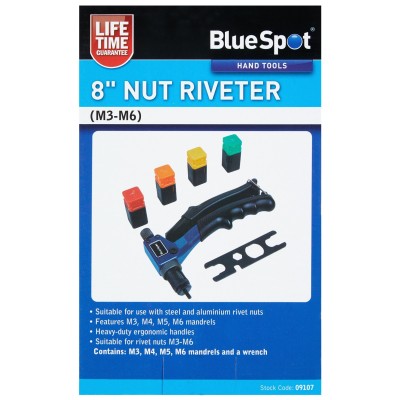 Blue Spot Tools Rivet Nut Nutsert Riveter Setting Tool 8 inch 09107 Bluespot