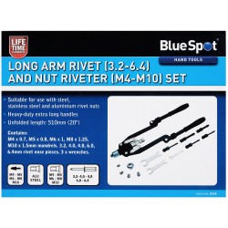 Blue Spot Tools Long Arm Pop Rivet and Nut Riveter Set 09108 Bluespot