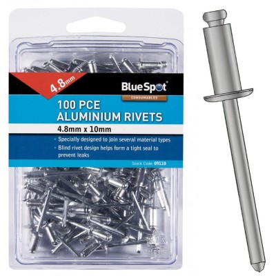Blue Spot Tools 4.8mm x 10mm Pop Rivets Pack of 100 09110