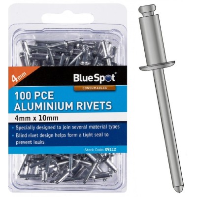 Blue Spot Tools 4mm x 10mm Pop Rivets Pack of 100 09112