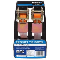 Blue Spot Ratchet Strap Tie Down 25mm 4.5m Twin Pack 45407