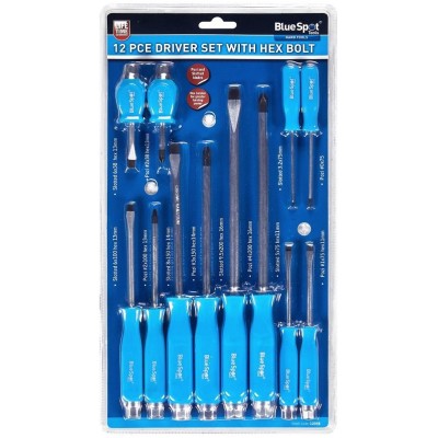 Blue Spot Tools Engineers PZ SL Hex Bolster Screwdriver 12pc Set 12058 Bluespot