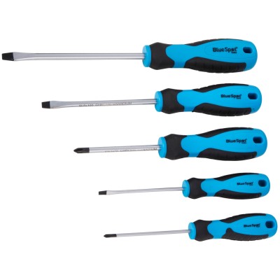 Blue Spot Tools Soft Grip Phillips Slotted Screwdriver 5pc Set 12076