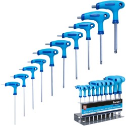 Blue Spot Tools Metric T Handle Ball End Hex Key 10pc Set on Rack 12186