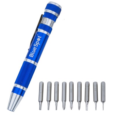 Blue Spot Tools 9 In 1 Precision Pen Type Bit Screwdriver 12610 Bluespot