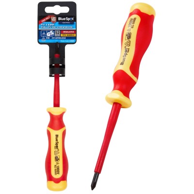 Blue Spot Tools Phillips PH1 x 80mm VDE Electrical Screwdriver 13554 Bluespot